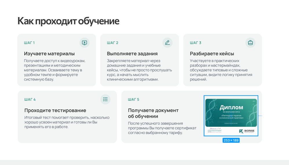 Диплом об окончании курса «Пептидная терапия в клинической практике»